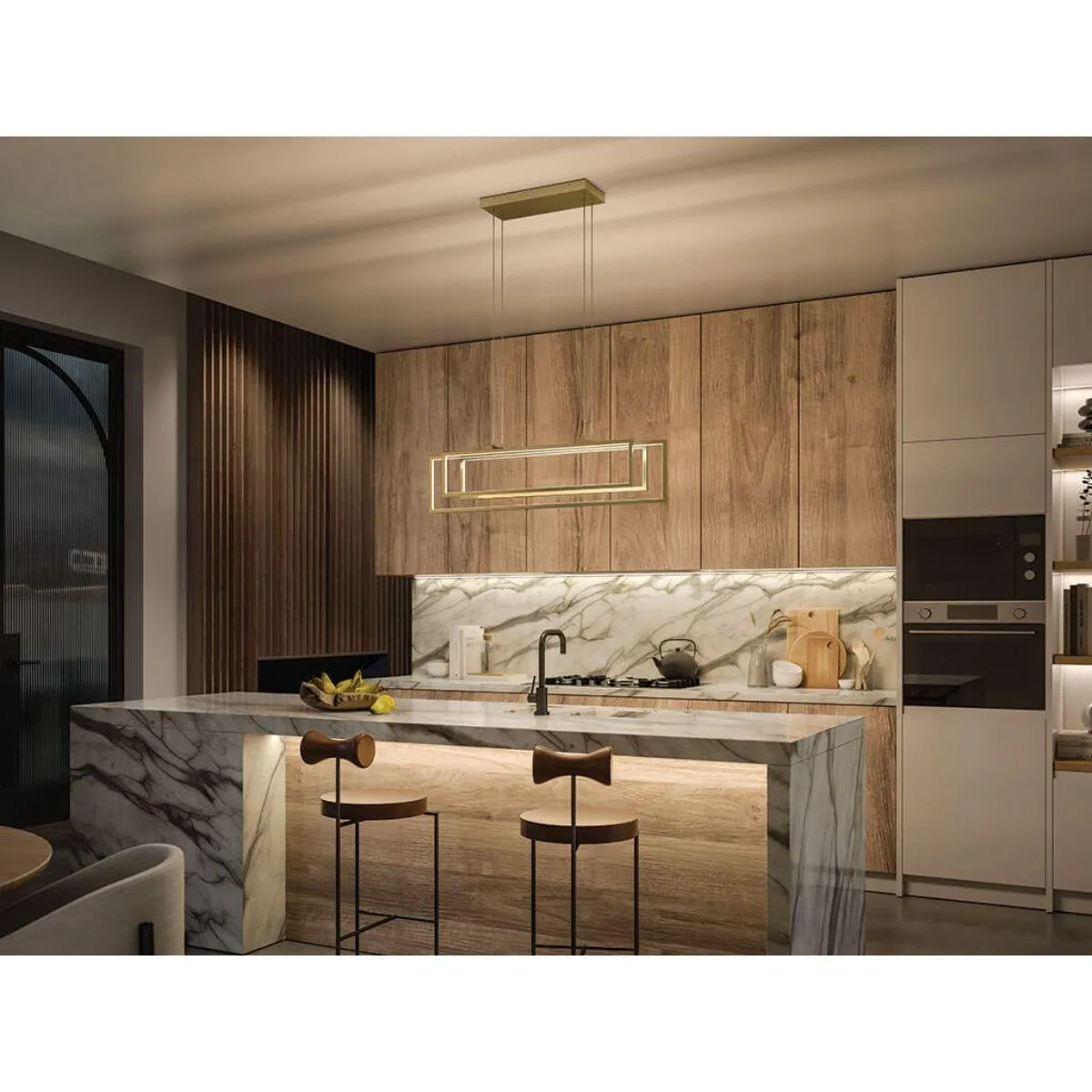 Jestin 38 in. 3 Lights LED Pendant Light Gold finish