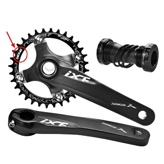 JIANKUN MTB Crankset 1X System BCD104 Mountain Bike 170mm Crank BB Bottom Bracket Set External Crankset Pedalier Candle For axis