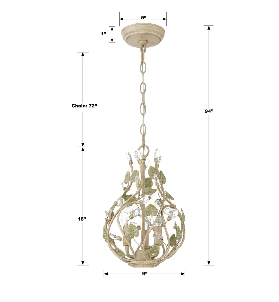 Josie 3 Light Champagne Green Tea Mini Chandelier
