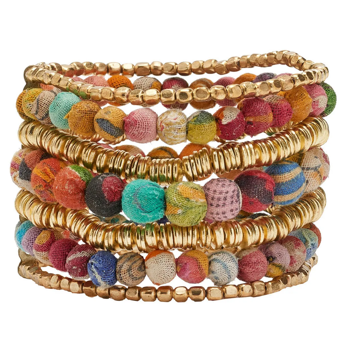 Kantha Layered Stretch Bracelet