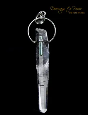 Lemurian Light Laser Quartz Crystal Pendant & Green Tourmaline