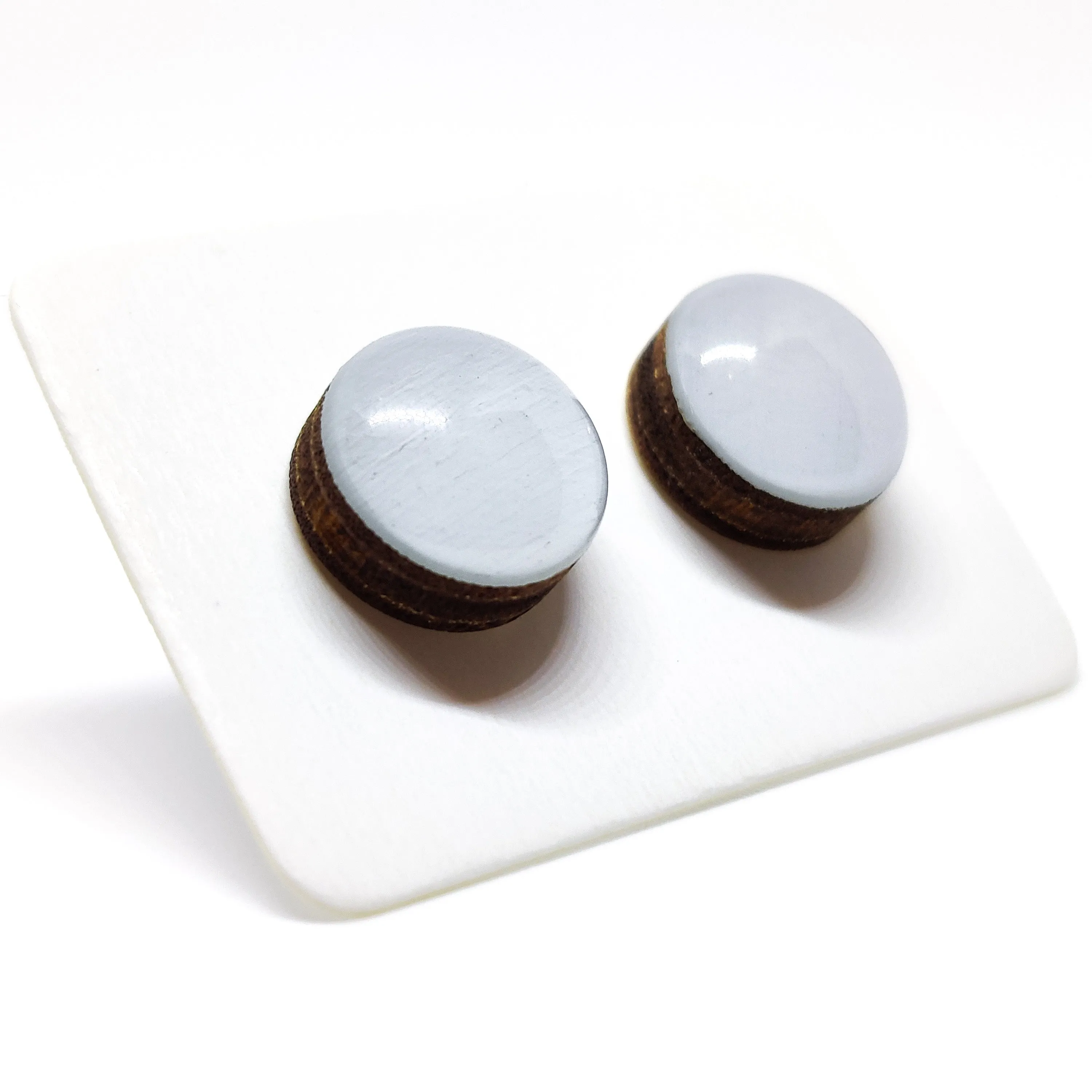 Light Grey Stud Earrings by Candi Cove Designs