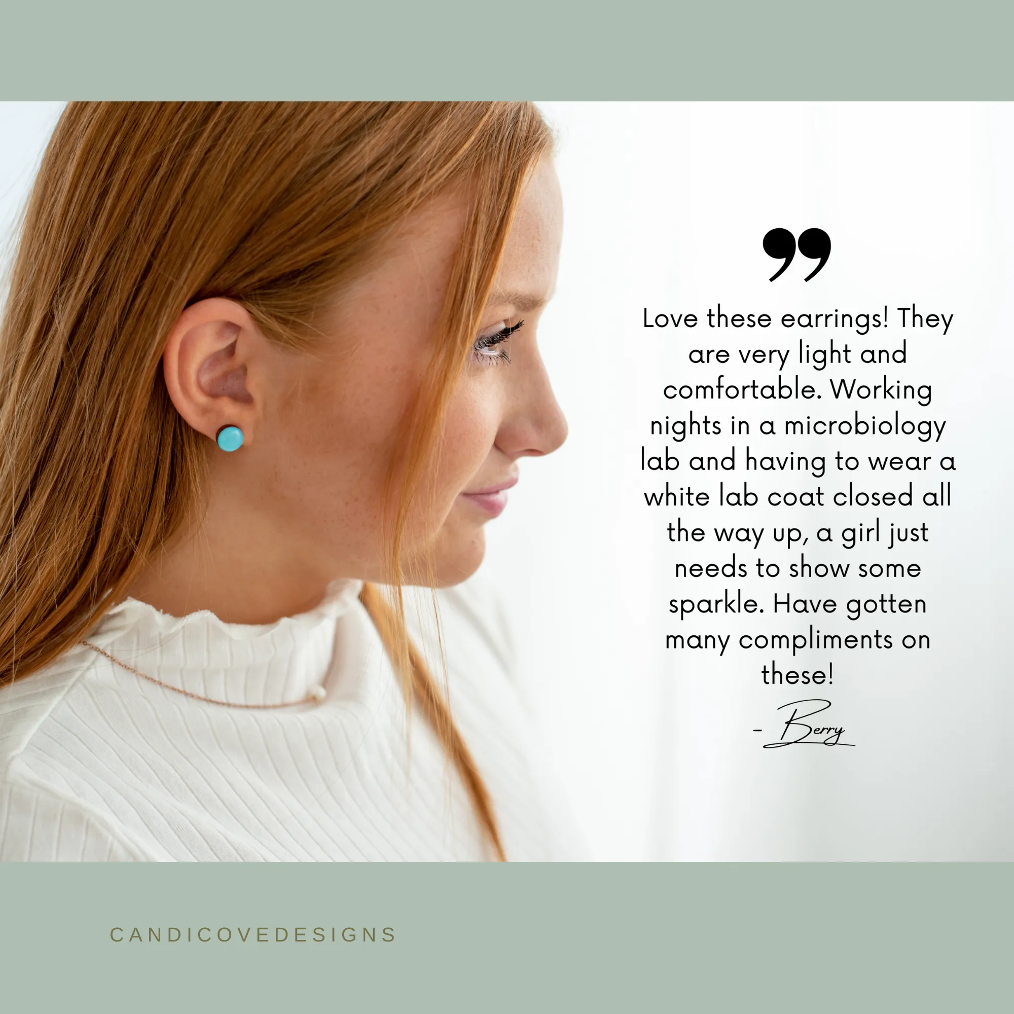 Light Grey Stud Earrings by Candi Cove Designs