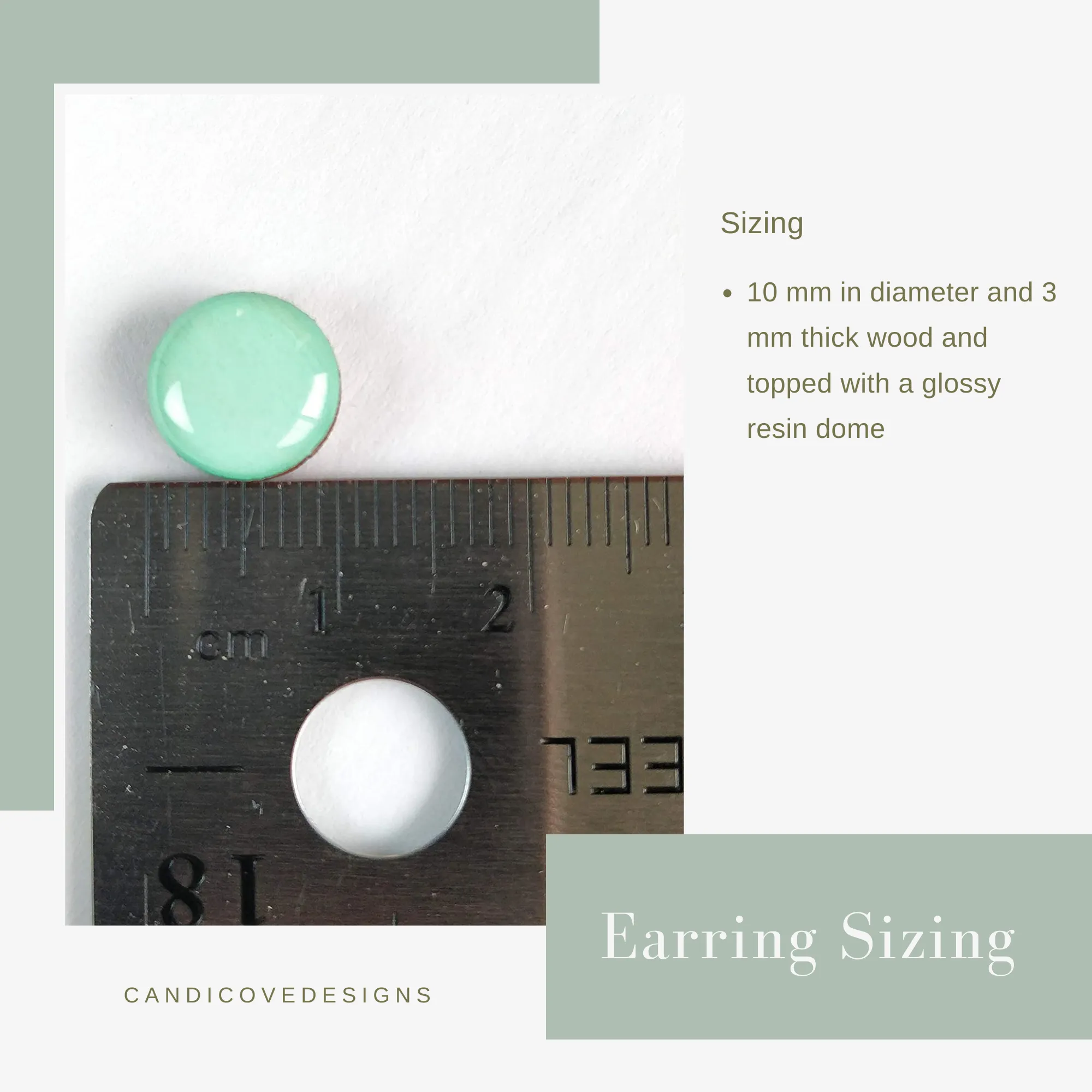 Light Grey Stud Earrings by Candi Cove Designs
