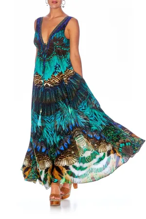 LONG V-NECK DRAWSTIRNG DRESS THE CREATOR