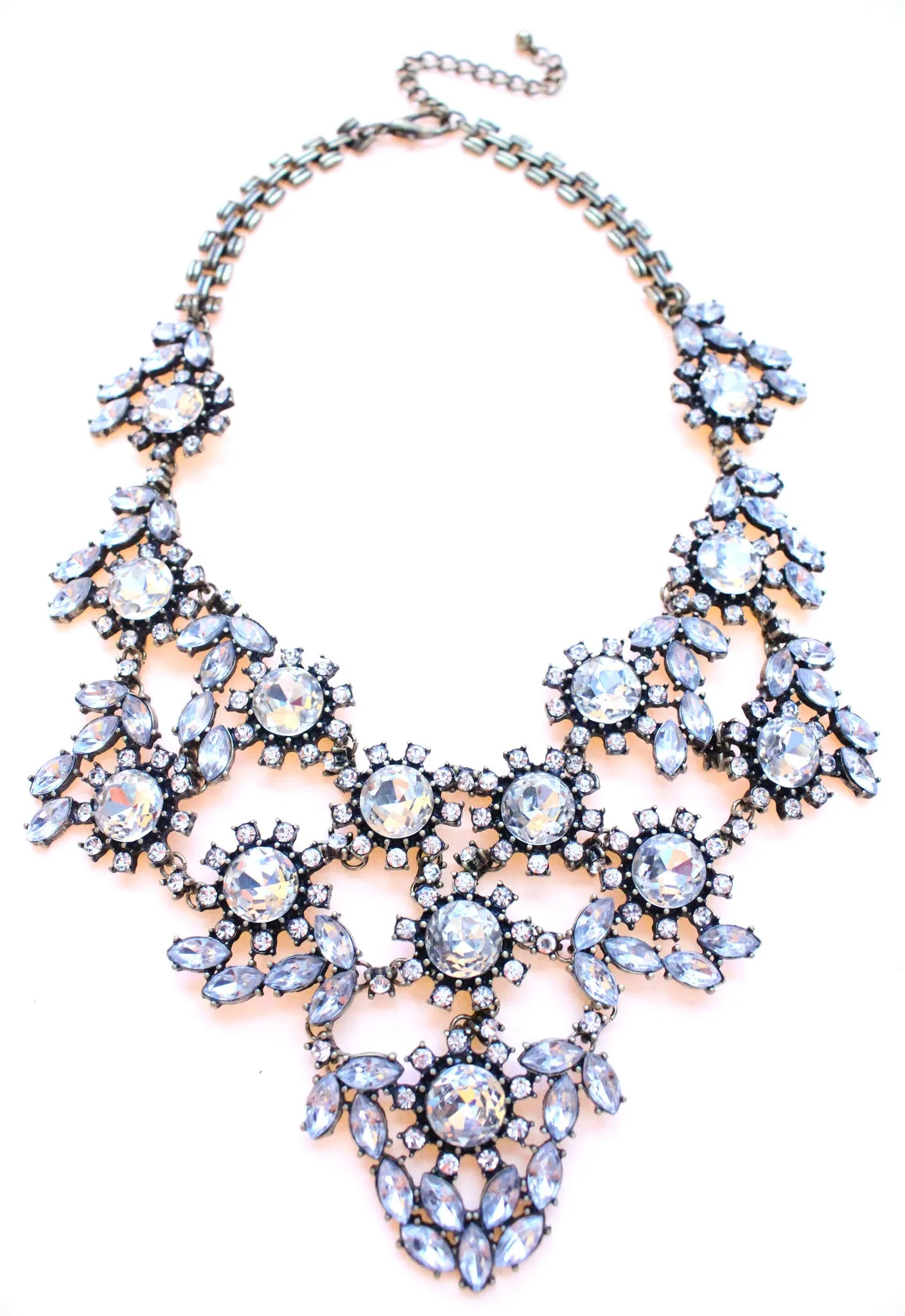 Luxe Sparkle Crystal Floral Statement Necklace