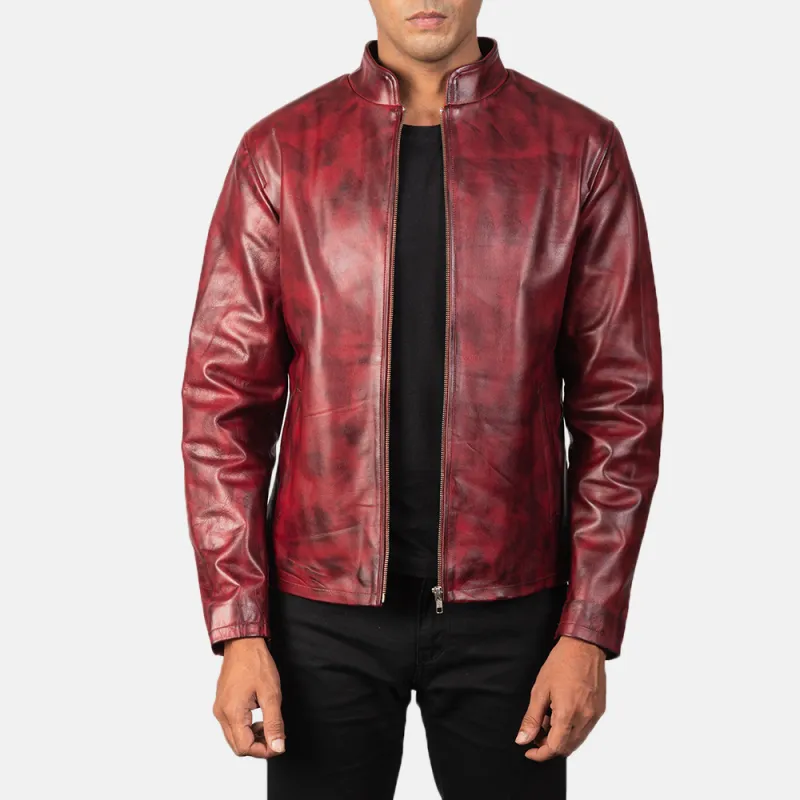 Men's Retro Fashion Casual Stand Collar Leather Jacket 89338192K