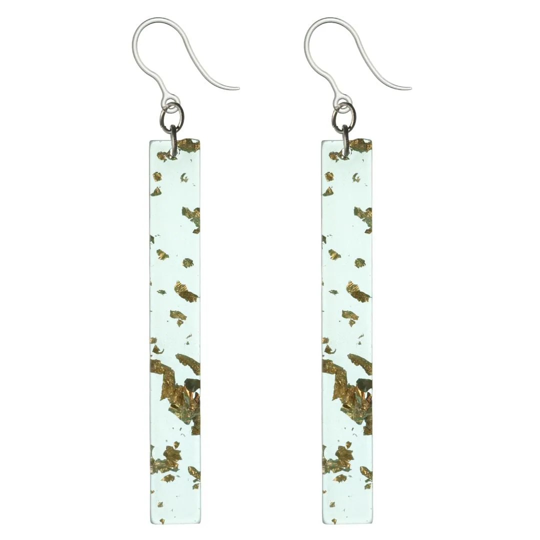 Metallic Fleck Celluloid Dangles Hypoallergenic Earrings for Sensitive Ears Made with Plastic Posts