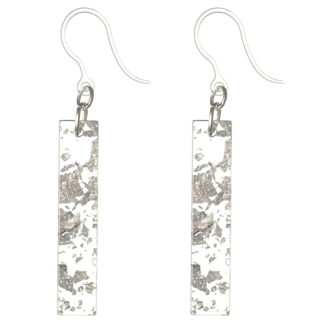 Metallic Fleck Celluloid Dangles Hypoallergenic Earrings for Sensitive Ears Made with Plastic Posts