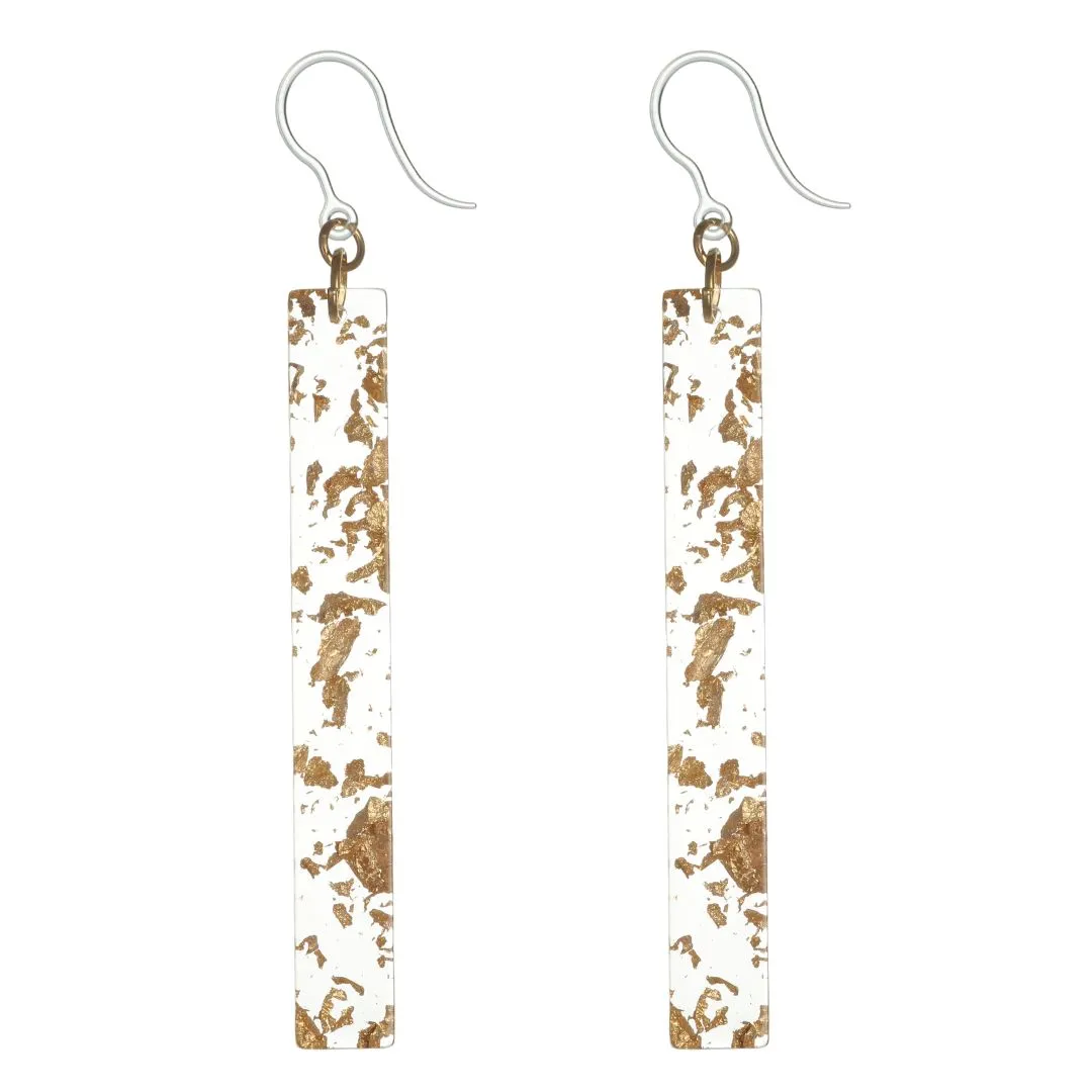 Metallic Fleck Celluloid Dangles Hypoallergenic Earrings for Sensitive Ears Made with Plastic Posts