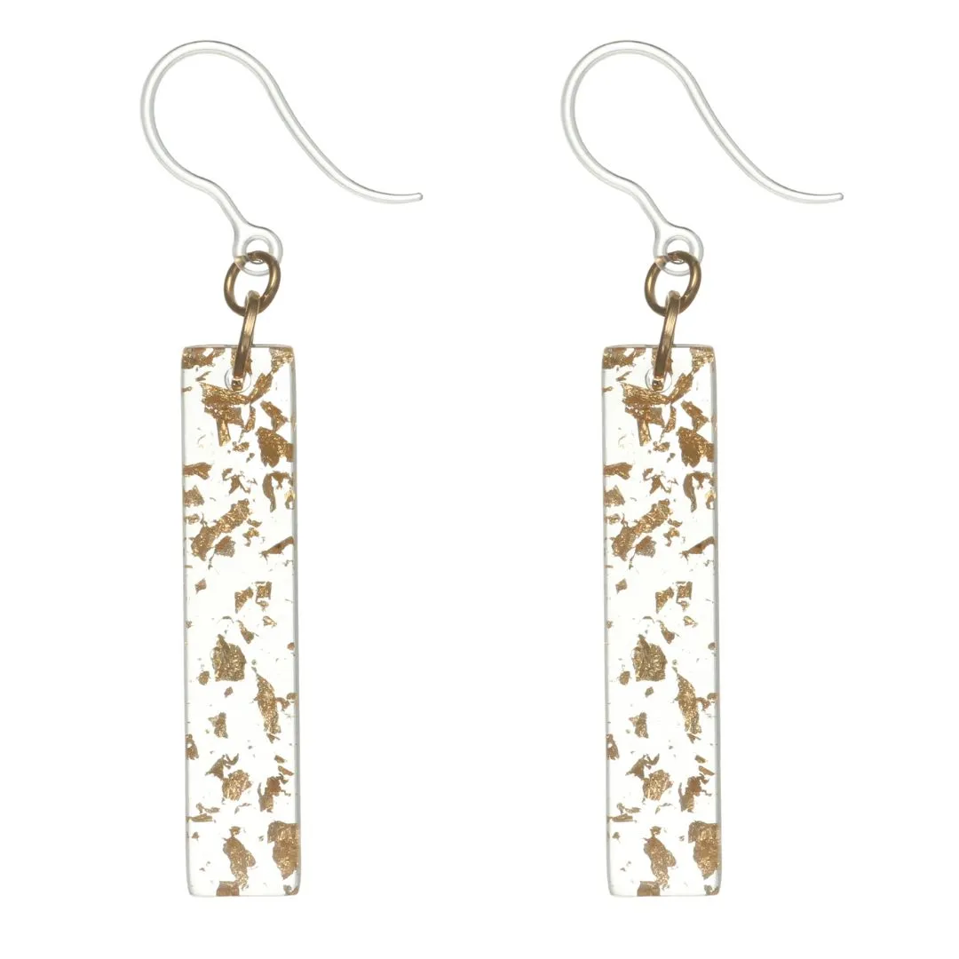 Metallic Fleck Celluloid Dangles Hypoallergenic Earrings for Sensitive Ears Made with Plastic Posts