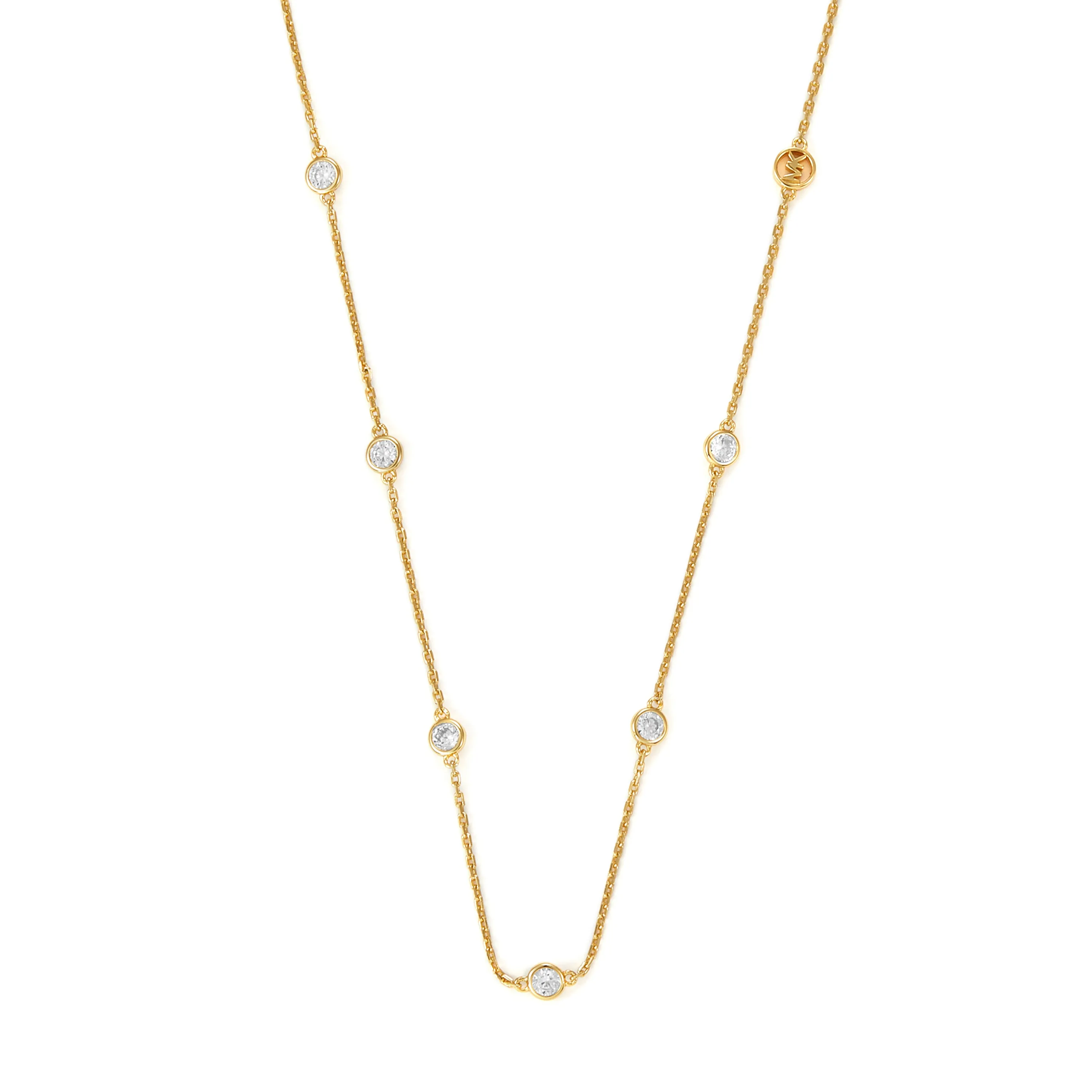 Michael Kors 14K Gold Sterling Silver Station Necklace MKC1714CZ710