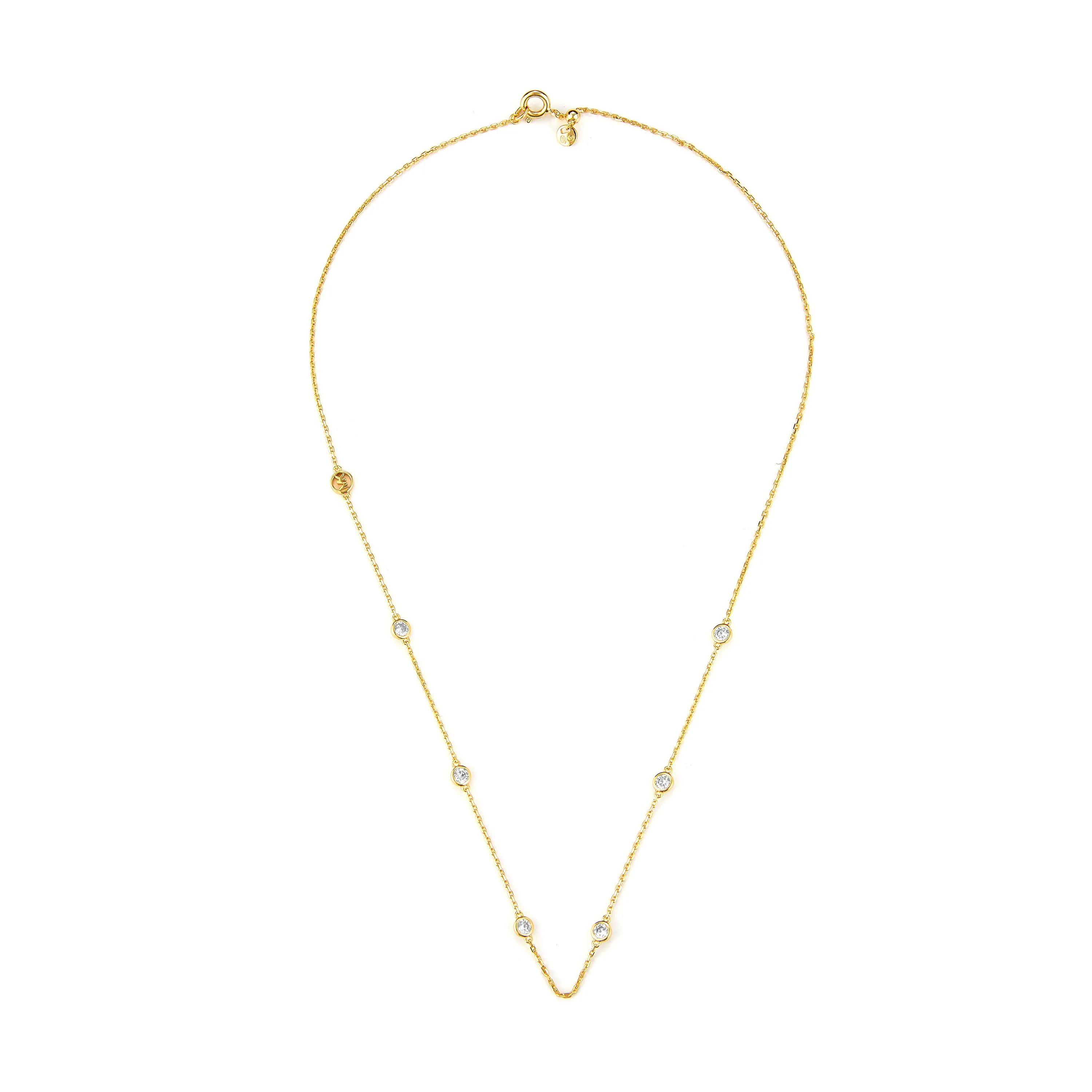 Michael Kors 14K Gold Sterling Silver Station Necklace MKC1714CZ710