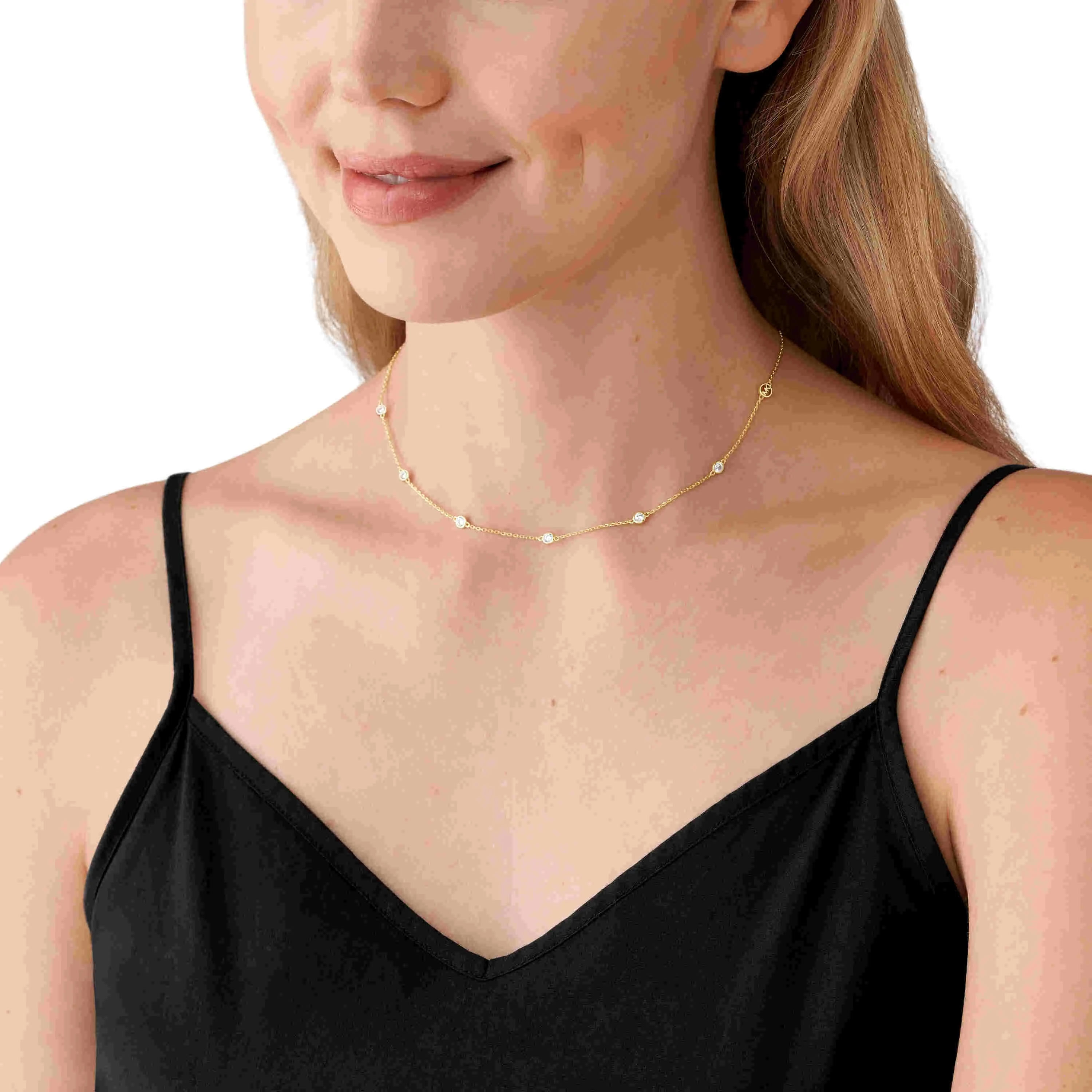 Michael Kors 14K Gold Sterling Silver Station Necklace MKC1714CZ710