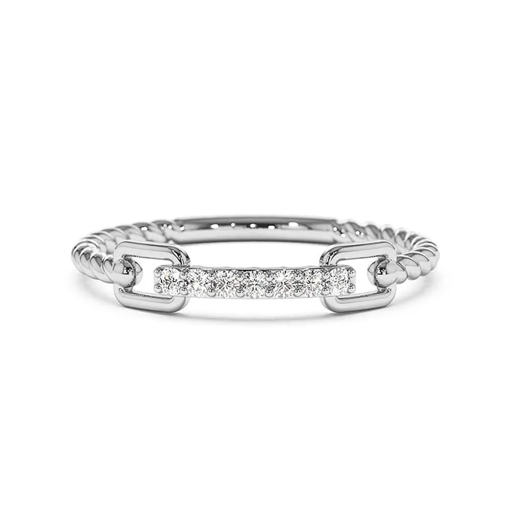 Micro Pavé Diamonds Rope Stacking Ring