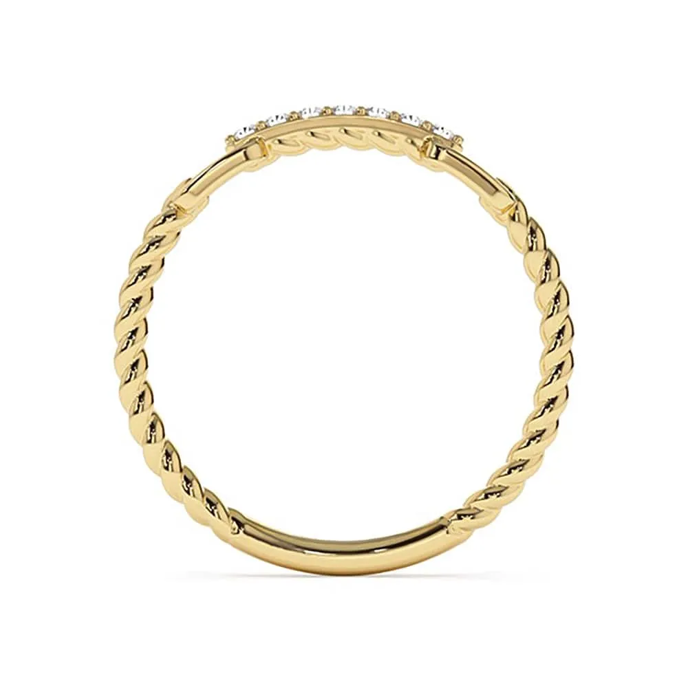 Micro Pavé Diamonds Rope Stacking Ring