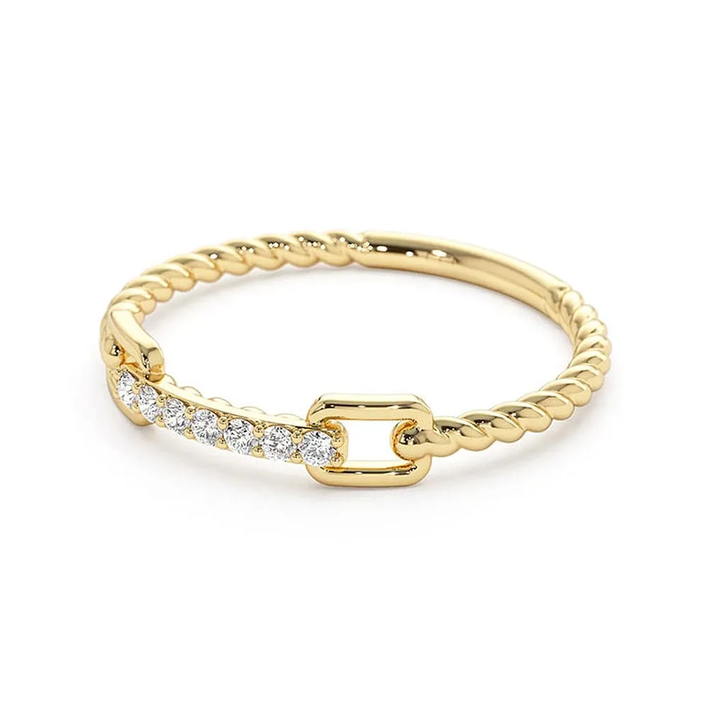 Micro Pavé Diamonds Rope Stacking Ring