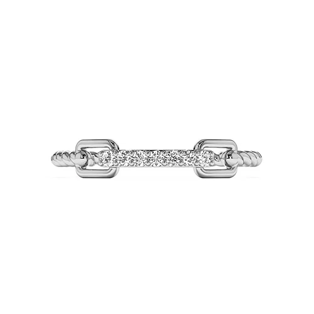 Micro Pavé Diamonds Rope Stacking Ring