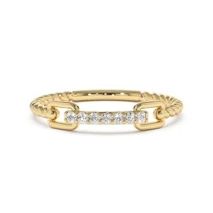 Micro Pavé Diamonds Rope Stacking Ring