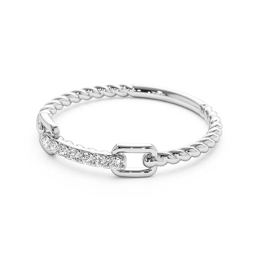 Micro Pavé Diamonds Rope Stacking Ring