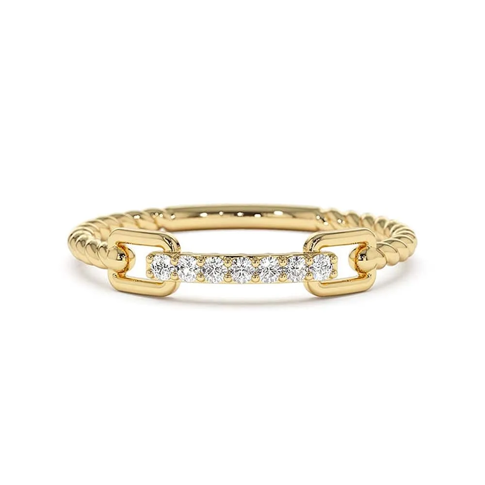 Micro Pavé Diamonds Rope Stacking Ring
