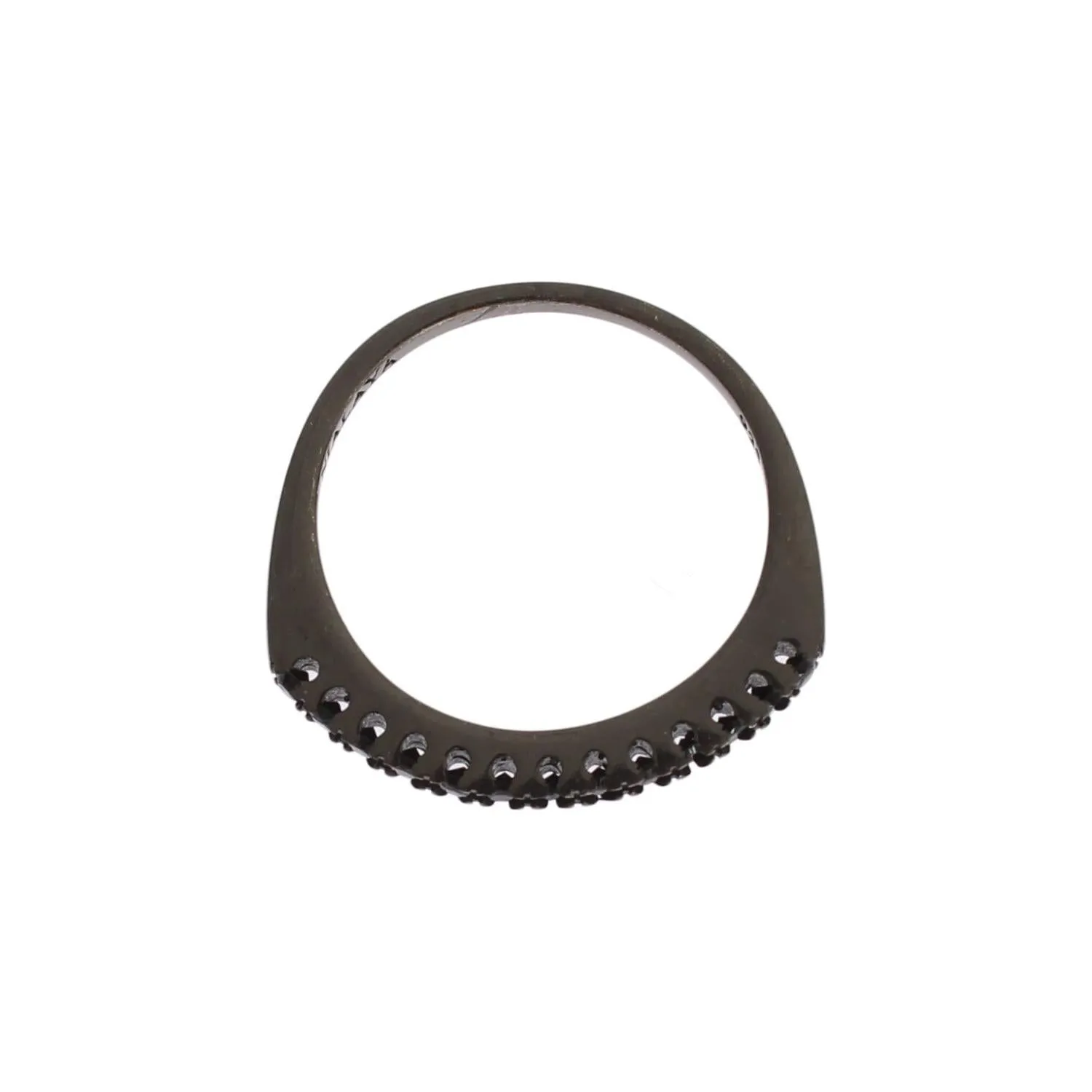 Nialaya Elegant Black Crystal Sterling Silver Ring