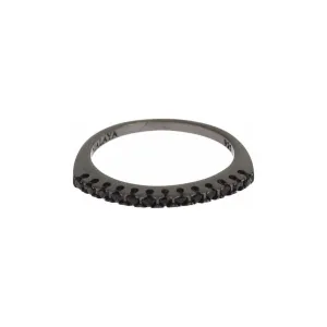 Nialaya Elegant Black Crystal Sterling Silver Ring