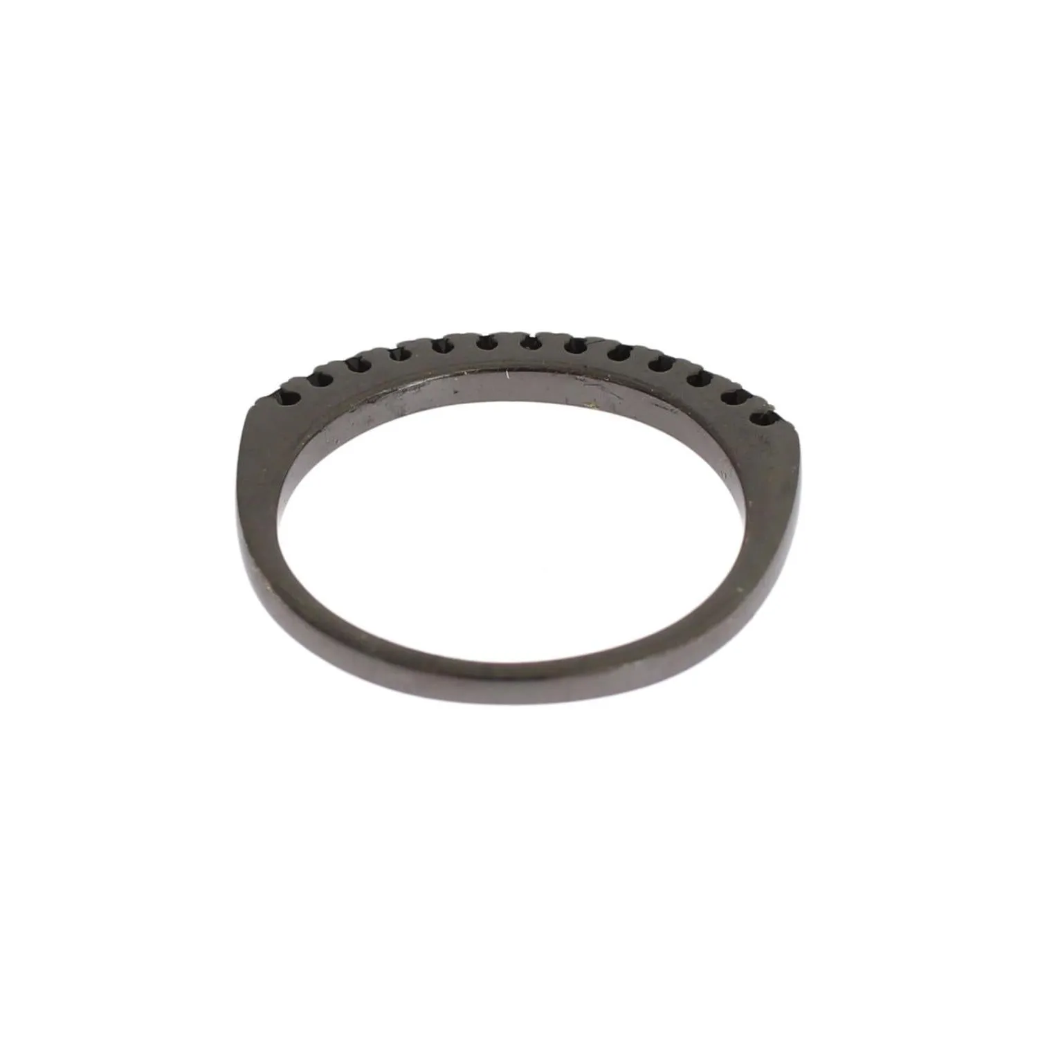 Nialaya Elegant Black Crystal Sterling Silver Ring
