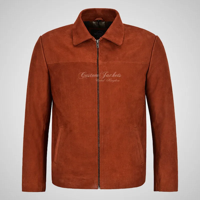 OLD GLORY Men's Nubuck Leather Jacket Classic Leather Blouson Jacket