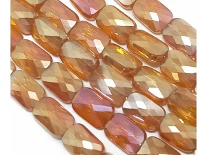 Orange Rainbow Rectangular Faceted Crystal Beads