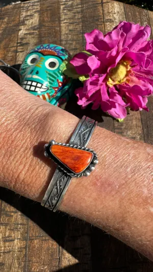 Orange Spiny Stamped Cuff #1