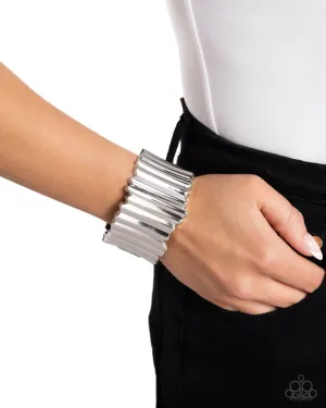 Paparazzi Bracelet ~ Warped Welding - Silver