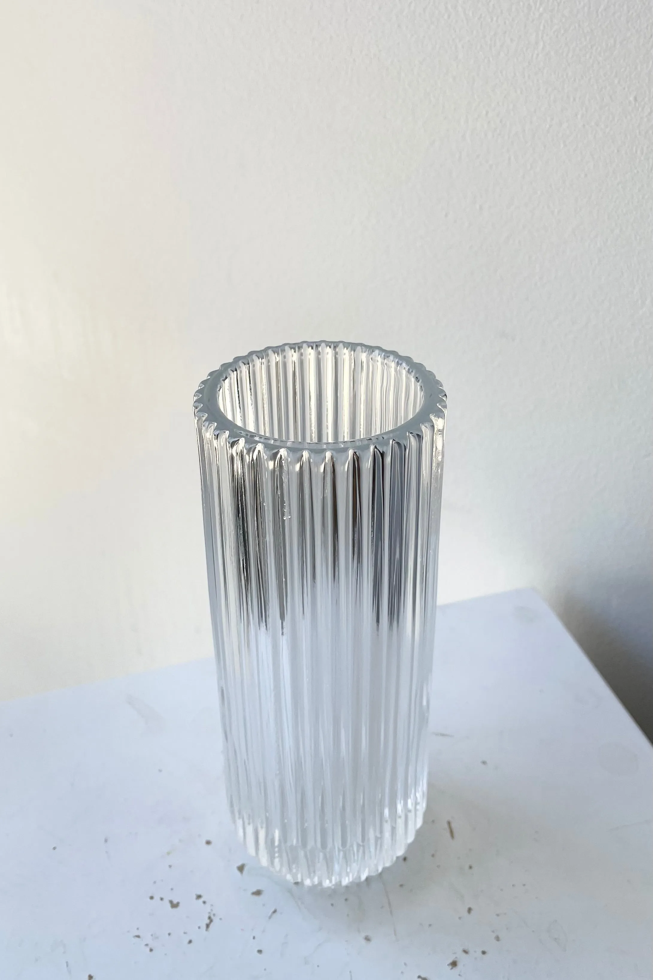 Pleated Clear Glass Vase 6 1/4""