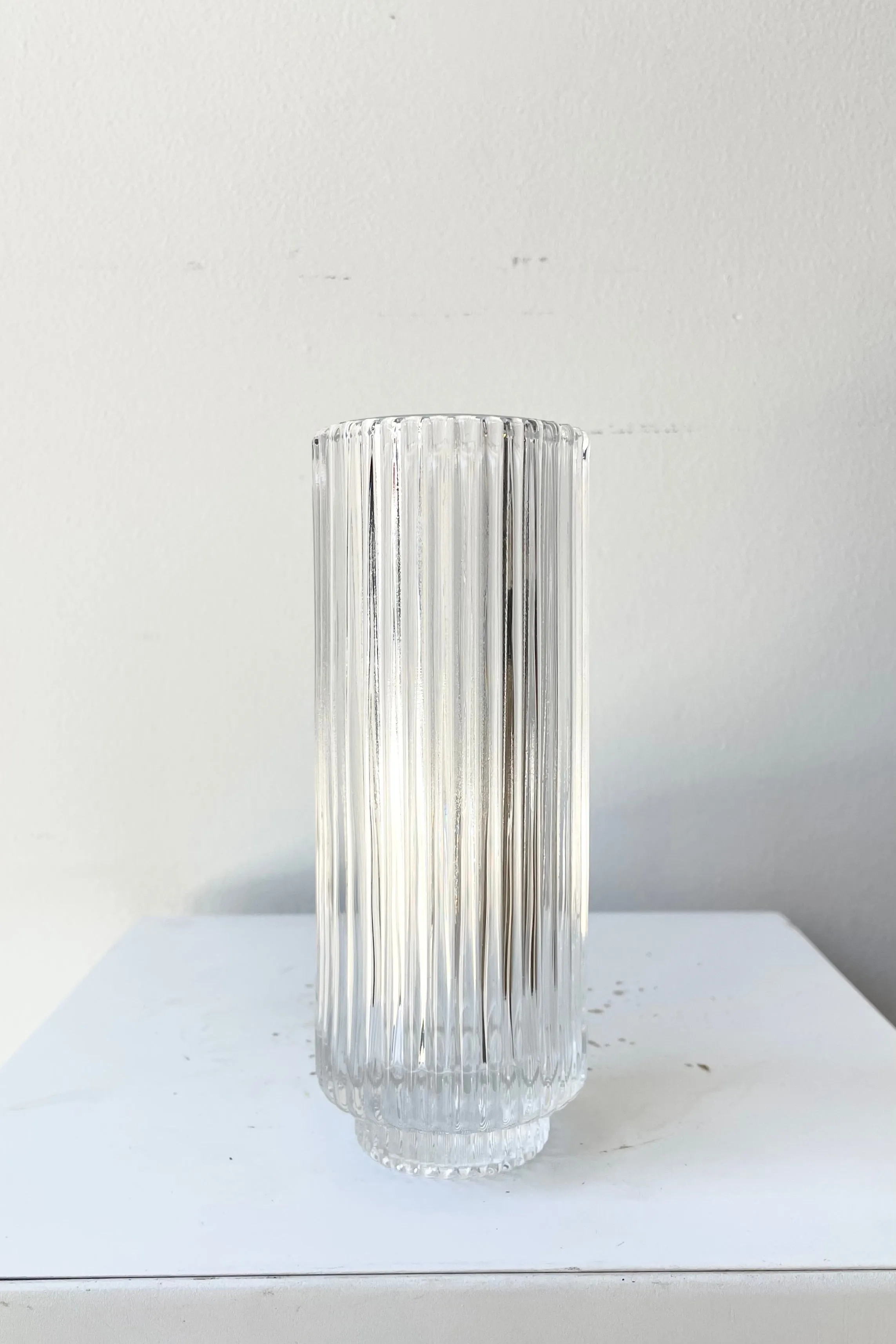 Pleated Clear Glass Vase 6 1/4""