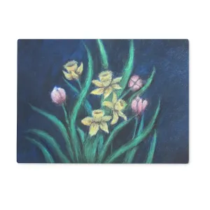 Plush Blooms ~ Glass Chopping Board