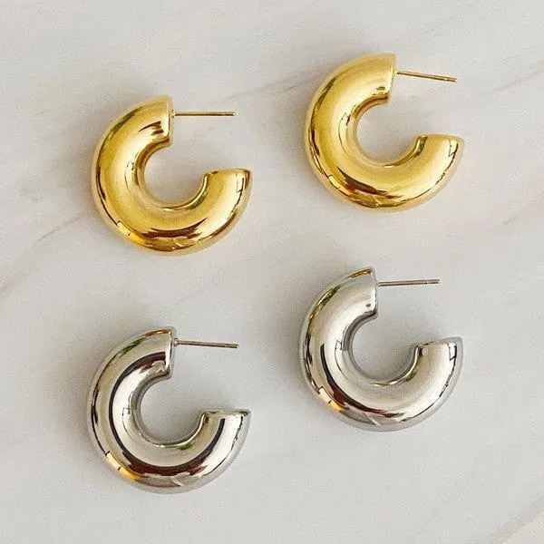 Polished Hollow Daily Hoop Earrings