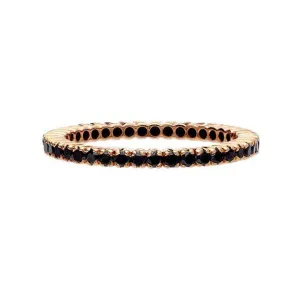 Prong Black Diamond Band, Rose Gold