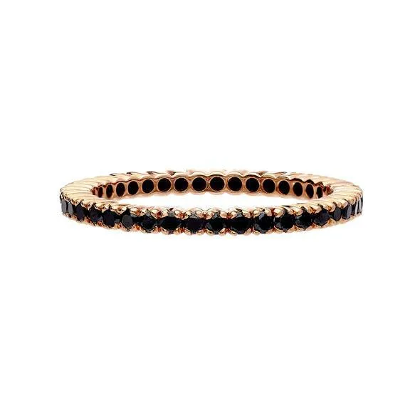 Prong Black Diamond Band, Rose Gold