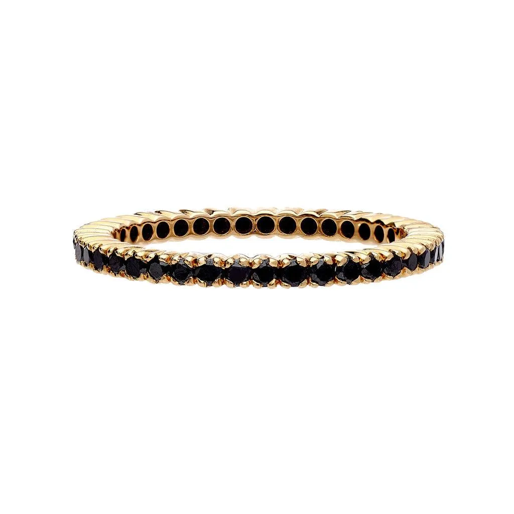 Prong Black Diamond Band, Yellow Gold