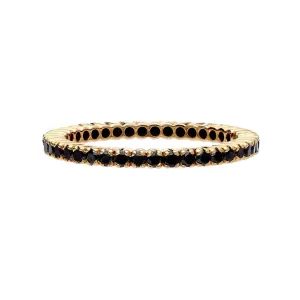 Prong Black Diamond Band, Yellow Gold