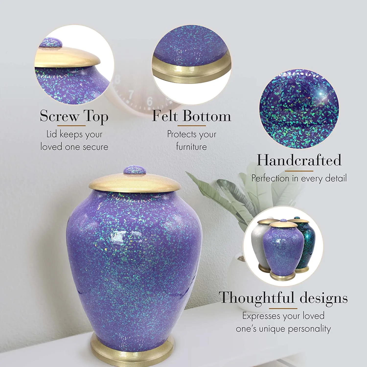 Purple Sparkle Cremation Urns
