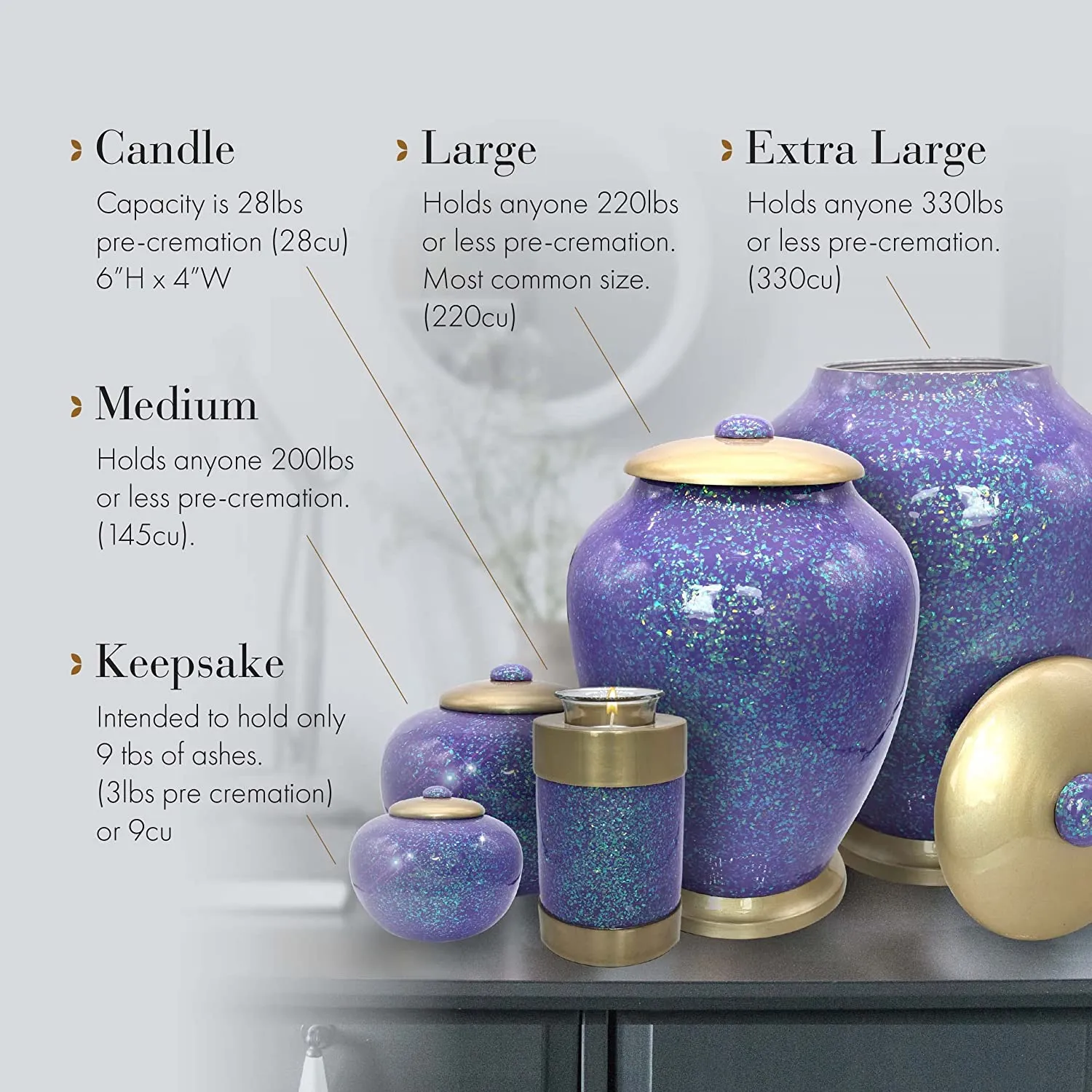 Purple Sparkle Cremation Urns