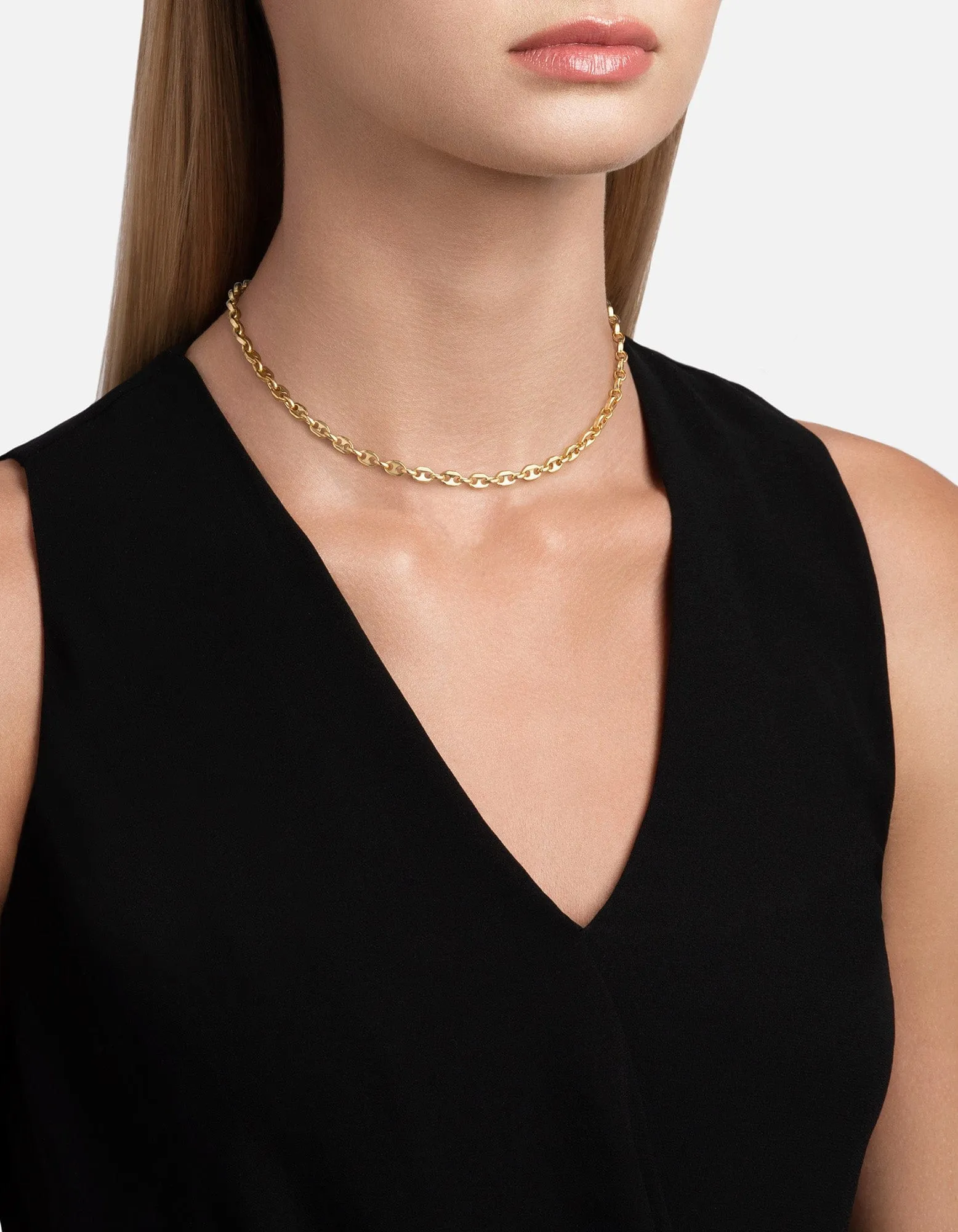 Pyper Link Puff Choker, Gold Vermeil