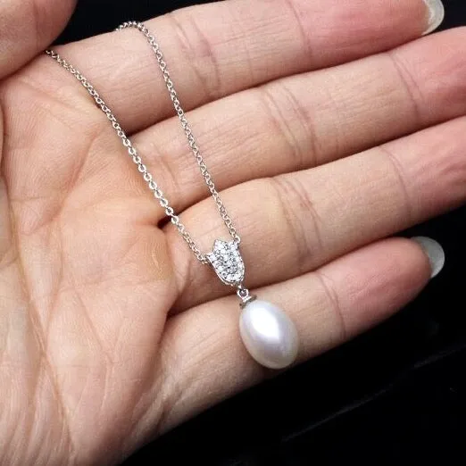 "Marley" - Freshwater Pearl Sterling Silver 925 Bridal Necklace