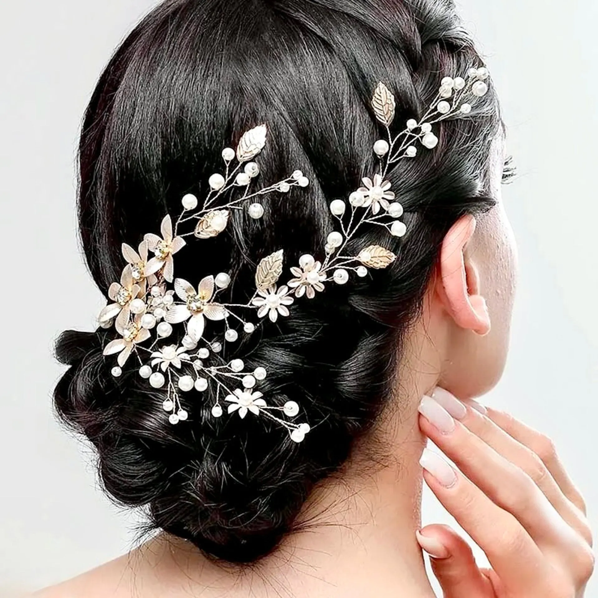 "Tara" - Pearl and Crystal Bridal Hair Vine - Available in Silver, Rose Gold and Yellow Gold
