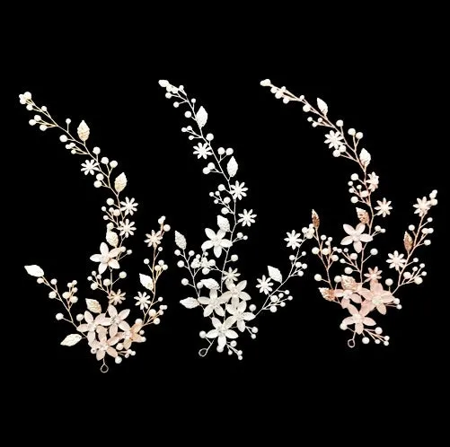 "Tara" - Pearl and Crystal Bridal Hair Vine - Available in Silver, Rose Gold and Yellow Gold