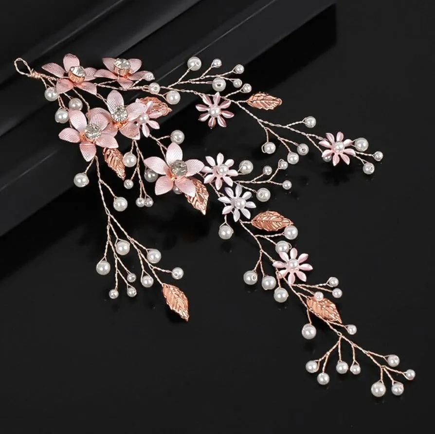 "Tara" - Pearl and Crystal Bridal Hair Vine - Available in Silver, Rose Gold and Yellow Gold
