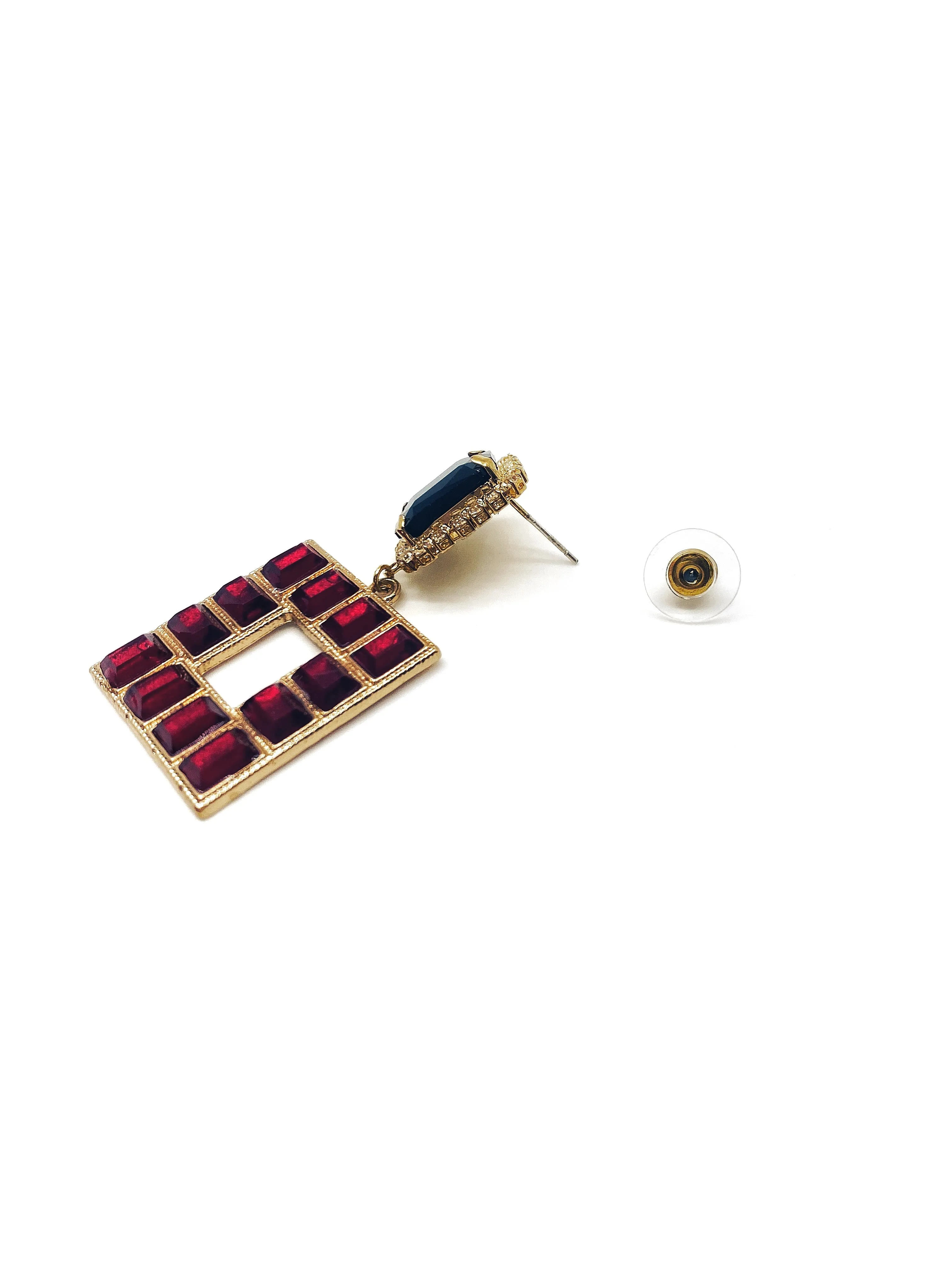 RECTANGULAR STUD WITH SQUARE SHAPE DROP EARRINGS