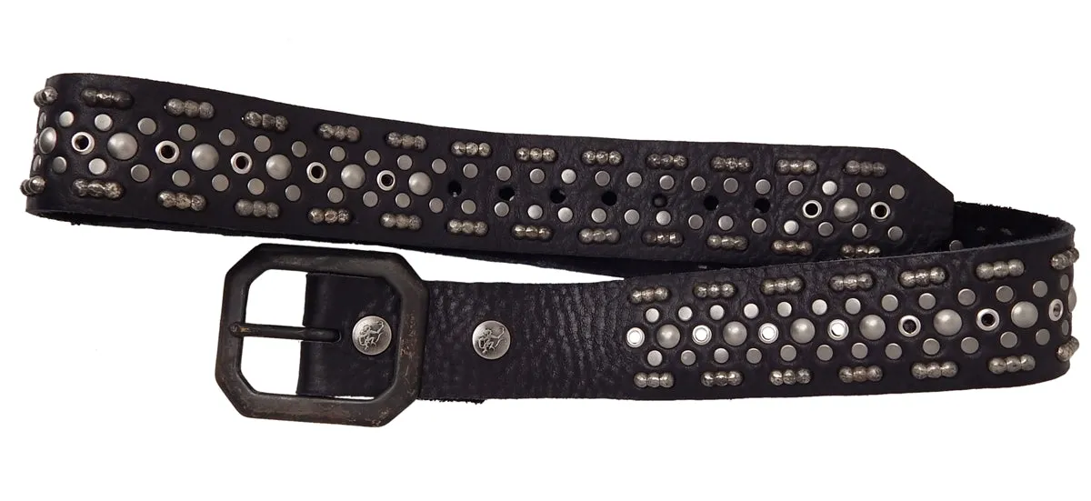 Red Monkey Design - "LOVE GUN" Studded Belt in Black Buffalo