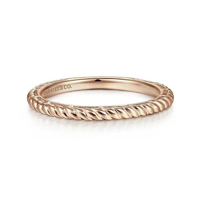 Rose Gold Twisted Rope Stackable Ring